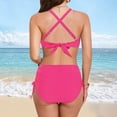 thumbnail image 6 of Linfrsh Womens High Waisted Bikini Set Knot Twist Front High Rise Two Piece Swimsuits Bathing Suits Red,L, 6 of 7