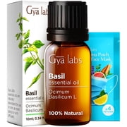 Gya Labs Basil Essential Oil - 0.34 fl oz - for Hair, Skin, Diffuser, Aromatherapy & DIY Candle Making Scent