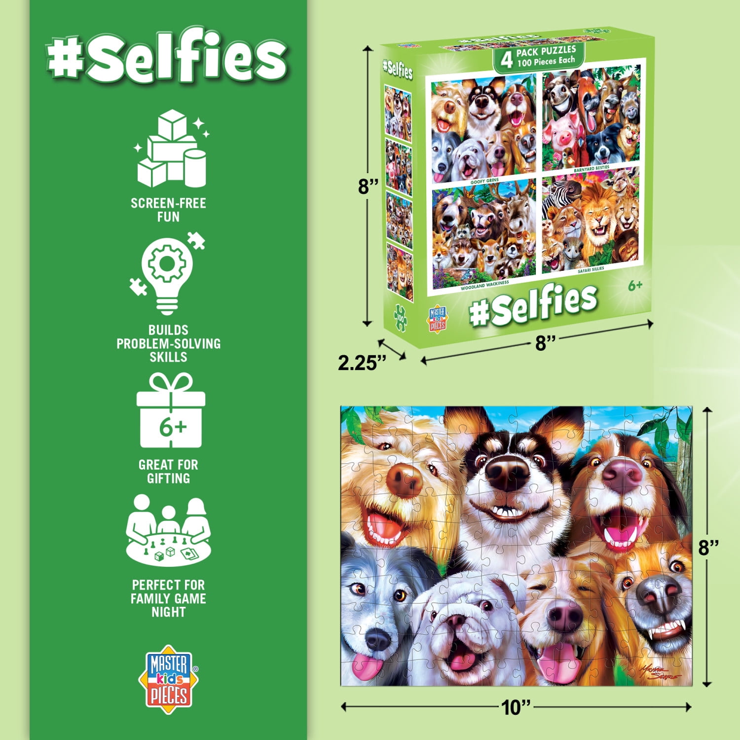MasterPieces, Puzzle Set, Selfies 4-Pack 100 Piece 8x10 inch