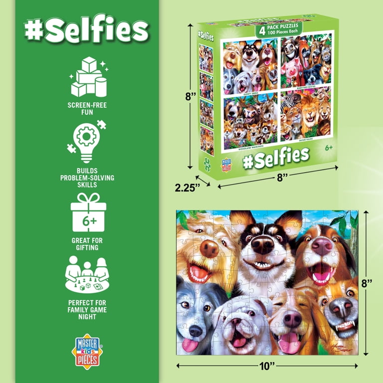 MasterPieces, Puzzle Set, Selfies 4-Pack 100 Piece 8x10 inch