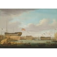 thumbnail image 3 of John Lynn 18x14 Black Modern Framed Museum Art Print Titled - Launching Day at the East India Dock, Blackwall on the Thames, 3 of 5