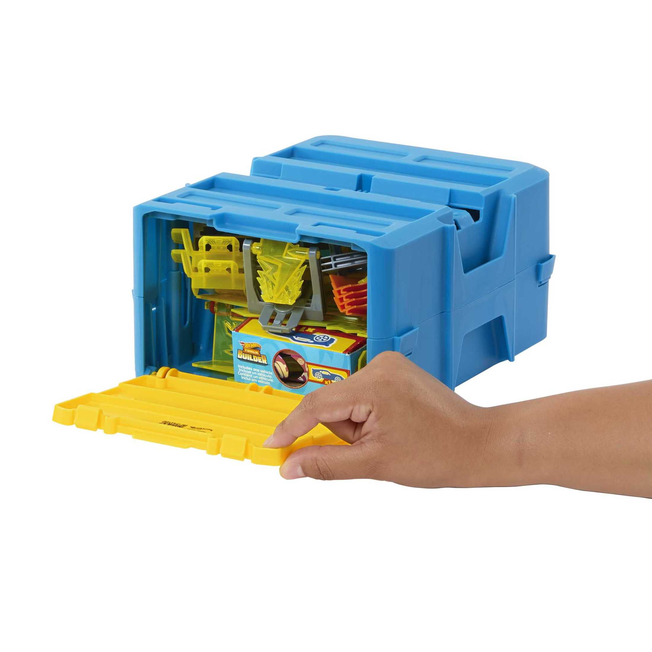 Hot Wheels Track Builder Lightning Boost Pack, Toy Car & Storage Container (12 Track Pieces)