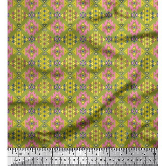 Soimoi Velvet Fabric Aztec Geometric Decor Fabric Printed Yard 58 Inch Wide