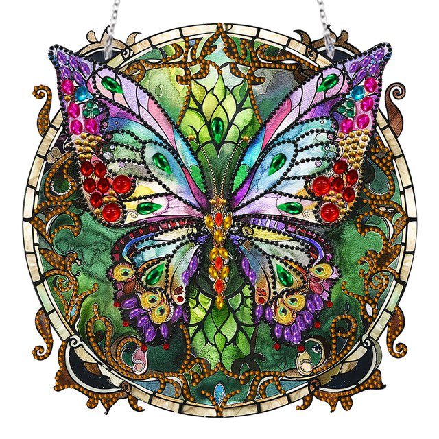 (KJ0145) Y Arte en Vidrio Imitación Colores Y Dos Lados Súper Arte para en La Pared Arte Doble Mariposa