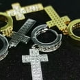 thumbnail image 3 of GKNET Hip Hop Shining Cross Hoop Earrings 18K Real Gold Plated Men Women Jewelry-Silver, 3 of 9