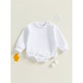 thumbnail image 3 of RUINIXCW Bubble Romper Baby Girl Boy Newborn Warm Fleece Sweater Romper Solid Crewneck Sweatshirt Long Sleeve Bodysuit Thick Spring Fall Winter Clothes, 3 of 9