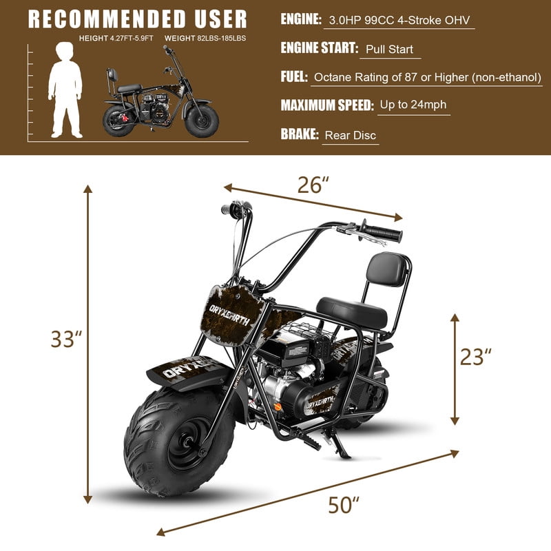Oryxearth Basic OGM99 Gas Powered Mini Dirt Bike,99CC 4 Stroke Off Road Bike for Teens and Adults,up to 18 MPH, Camo