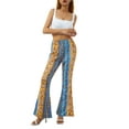 thumbnail image 4 of Inevnen High Waist Gypsy Comfy Yoga Ethnic Tribal Stretch Palazzo 70s Bell Bottom Fit to Flare Pants, 4 of 8
