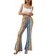 thumbnail image 3 of Pantalones acampanados elásticos de cintura alta con estampado bohemio para mujer, pantalones acampanados rectos informales y adelgazantes con estampado floral retro, 3 of 7