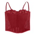 thumbnail image 6 of KHONTS Corset Tops for Women Going out Fall Fashion Crop Lace Outfit Y2k Spaghetti Strap Tank Tops Mesh Party Bustier Cami Tops Wine M, 6 of 6