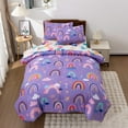 thumbnail image 2 of Btargot 5 Piece Purple Rainbow Bedding Set Twin for Girls Cloud Floral Stars Kids Comforter Set, 2 of 10