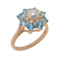 thumbnail image 1 of LBG British Made 18k Rose Gold Womens Ring Cultured Pearl & Blue Topaz Statement Ring - 33 size options - Size 7.5, 1 of 6