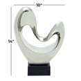 thumbnail image 4 of 10" x 14" Silver Polystone Heart Abstract Sculpture with Black Base, by DecMode, 4 of 12