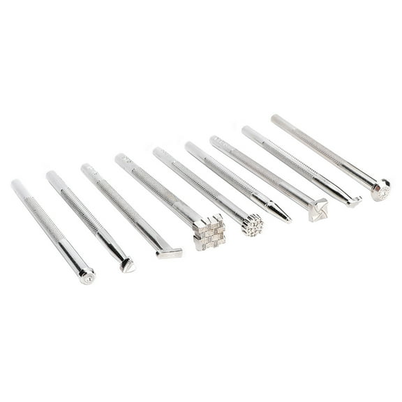 Leather Carving Stamps, Sheridan Style Stamp Set I For Leather Crafting, 9 Solid Metal Stamping Tools With Durable Construction
