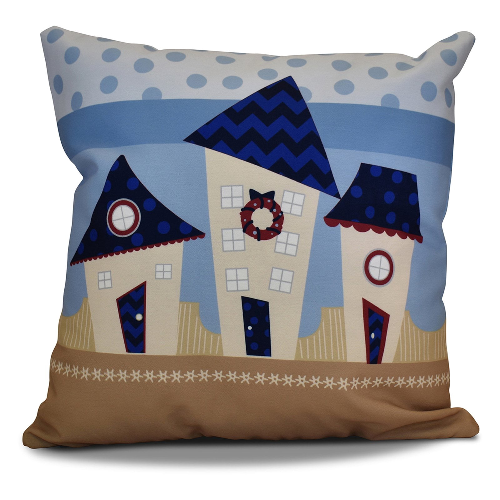 Simply Daisy 16" x 16" Coastal Houses Geometric Print Pillow