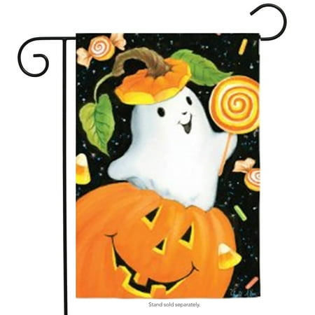 Spooky Pumpkin Halloween Garden Flag Ghost Candy Lollipops 12.5" x 18
