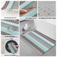 thumbnail image 6 of Boho Geometric Bath Mat 3 Piece Bathroom Rug Set, Turquoise Green Brown Tribal Stripes Non Slip Bath Rug Contour Mat and Toilet Lid Cover, Absorbent Shower Mats Soft Bath Rugs and Mats Sets, 6 of 8