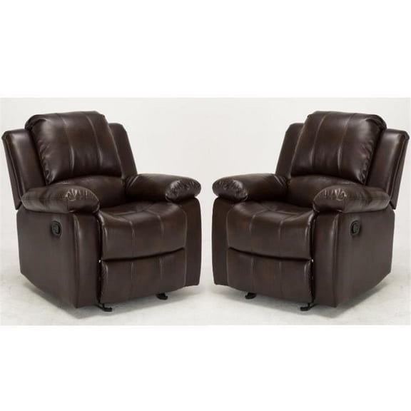 Home Square Burnished Brown Faux Leather Recliner ( Set of 2 )