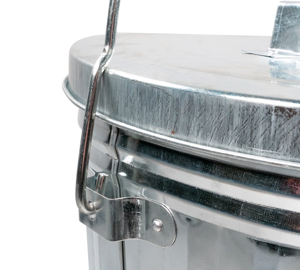 Galvanized Trash Can w/ Lid Ideal for Trailers - 6 Gallon Steel Mounted Small Outdoor Garbage Can for Home, Office, Bathroom, Kitchen - Fire and Heat Resistant