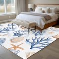 thumbnail image 5 of Summer Blue Washable Living Room Rugs 5'x8', Yellow Coral Shell Starfish Marine Life Coastal Low Pile Throw Large Area Rug Non-Slip Sturdy Edge Binding Carpet for Living Room Kitchen Office, 5 of 9