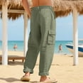 thumbnail image 6 of Havenre Wide Leg Cargo Sweatpants for Men Big and Tall Regular Fit Casual Drawstring Elastic Waist Baggy Jogger Pants Loose Comfy Lounge Trousers with Multi-Pockets Army Green M, 6 of 9