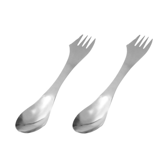 Miangastore Creative Spoon Flatware Shape Durable Stainless Steel Silver 2Pcs 6.3X1.2X0.8In