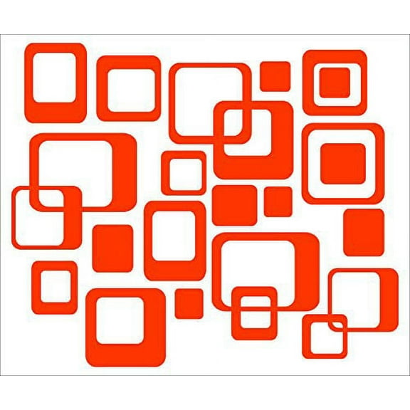 6-Inch and Smaller Funky Wall R/Squares Vinyl Sticker Decals, Orange, 20-Piece