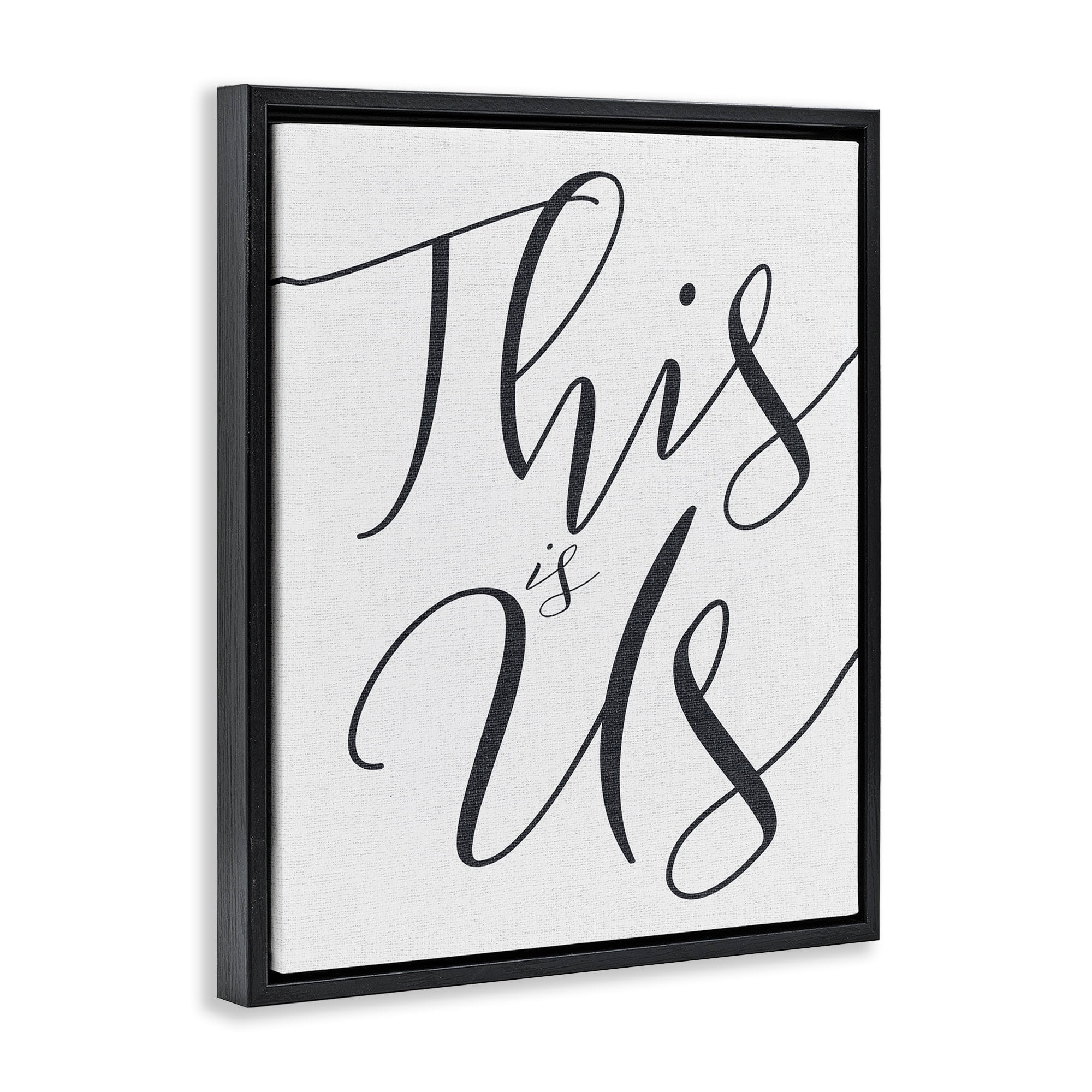 Stupell Industries This Is Us Typography Jet Black Framed Floating Canvas Wall Art, 24x30, by Daphne Polselli