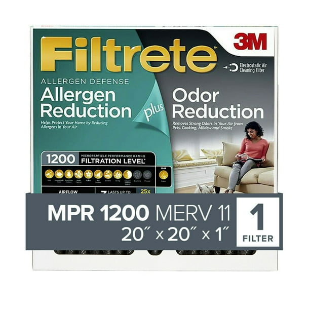 Filtrete 20x20x1 Air Filter, MPR 1200 MERV 11, Allergen Defense