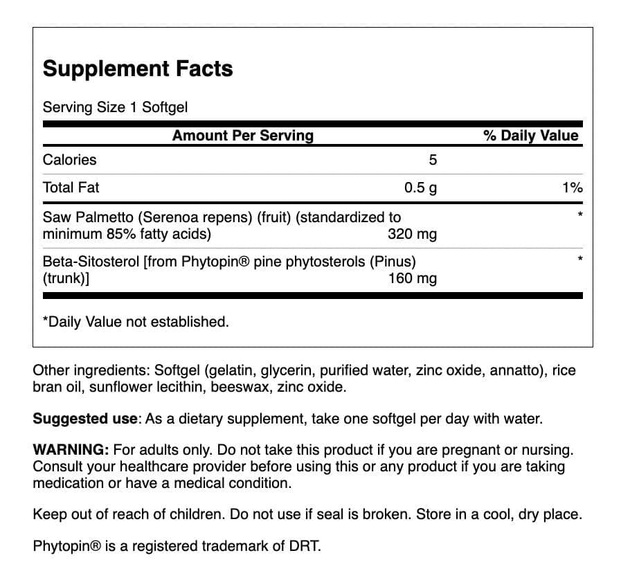 Swanson Saw Palmetto and Beta Sitosterol 30 Softgels