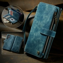 Allytech Samsung Galaxy S24 Ultra Wallet Case with Hand Strap, 10 Card Slots   1 Cash Slot   Zipper Pocket, Stand PU Leather Magnetic Clasp Shockproof Anti-Drop Case [Support Wireless Charging], Blue