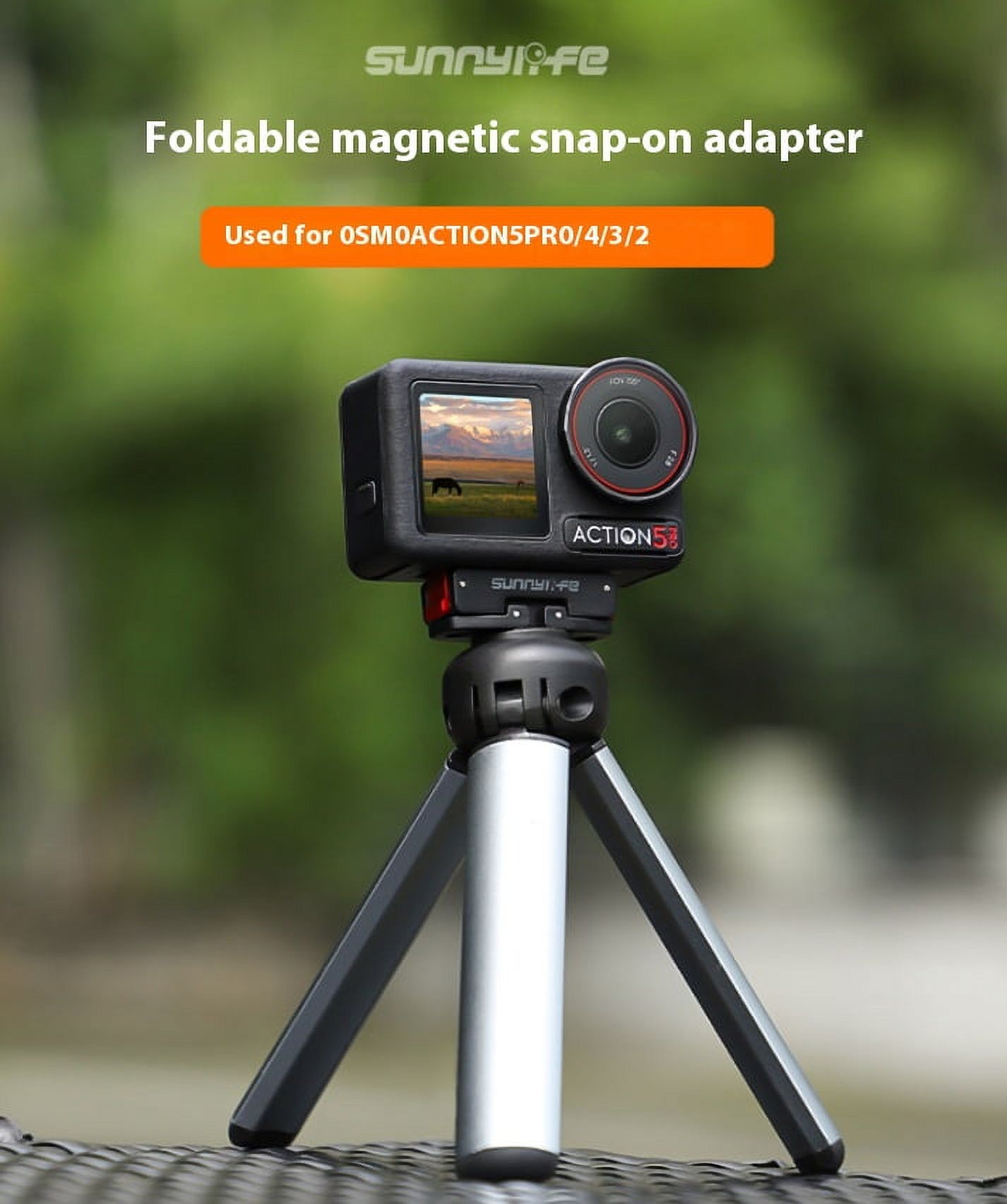 Magnetic Quick Release Adapter for Action 5 Pro - Bigcan Dual Mount Conversion Base Compatible with Action 4/3/2, Foldable Mount with 1/4 Screw and Claw Port for Bike Helmet Backpack Chest Strap