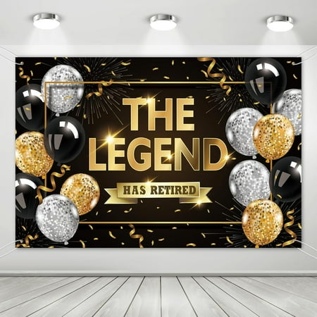 The Legend Has Retired Background for Men and Women Party Decoration Photo Banner,Retirement Party Supplies Decoration,Black and Gold, Happy Retirement Backdrop