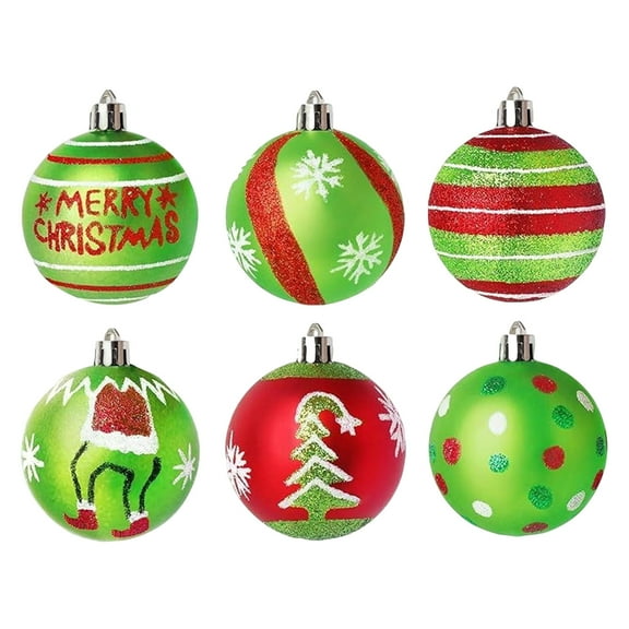 HIELLFQ 12 Pcs 2.4 Inch Christmas Ball Ornaments for Tree,Red and Green Glittering