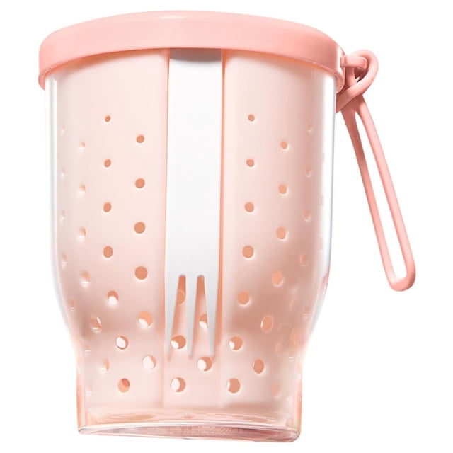 Vasos de fruta de viaje de 25 oz para coche, recipiente para ensalada de frutas con tenedor y tapa, recipientes reutilizables a prueba de fugas para refrigerios, color rosa.