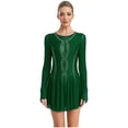 thumbnail image 1 of Runhomal Robe de Danse Lyrique pour Femmes Patchwork en Maille Manches Longues Justaucorps Costume de Danse Moderne Vert m, 1 of 7