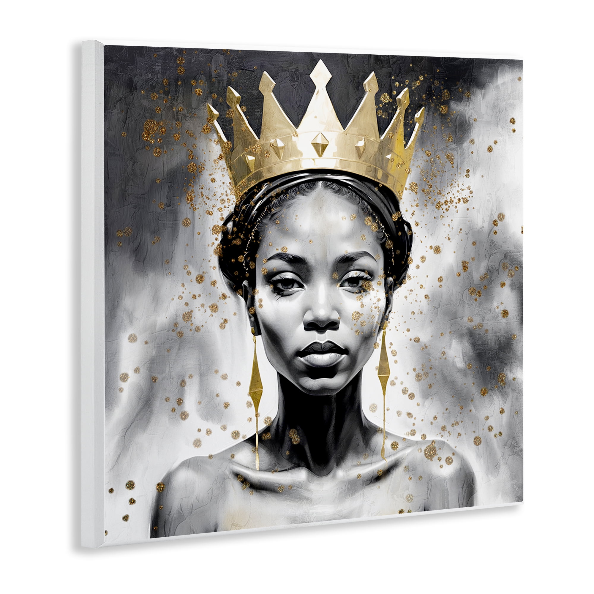Stupell Industries Woman in Crown Gazing People Painting Unframed Art Print Wall Art, 12 x 12