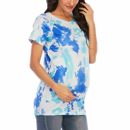 

wo-fusoul Black and Friday Deals Tops for Women Maternity Clothes Short Sleeve Maternity Shirts Nursing Tops Double Layer Pregnancy Tee Postpartum Flowy Shirt