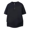 thumbnail image 3 of vdgthytj Short Sleeve Tops for Men Henley Neck Button Knit Sweater Shirts Loose Fitting Summer Business Casual Shirts, 3 of 4
