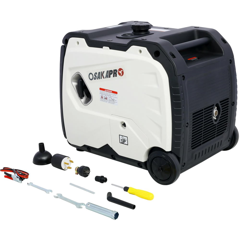 Topcobe 4500W Portable Electric Generator, Super Quiet Inverter Generator, Foldable Handle with Wheel, 212cc 4 Stroke, Utility, Gray