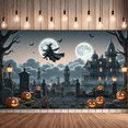 thumbnail image 5 of Halloween Theme Scary Witch Castle Banner Pumpkin Design Bat Graphics for Halloween Party Outdoor Decoration Night Celebration, 5 of 9