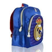 Real Madrid CF Teen Smaller Bag 300D POLYESTER Raised Logo Backpack, White Gold Blue