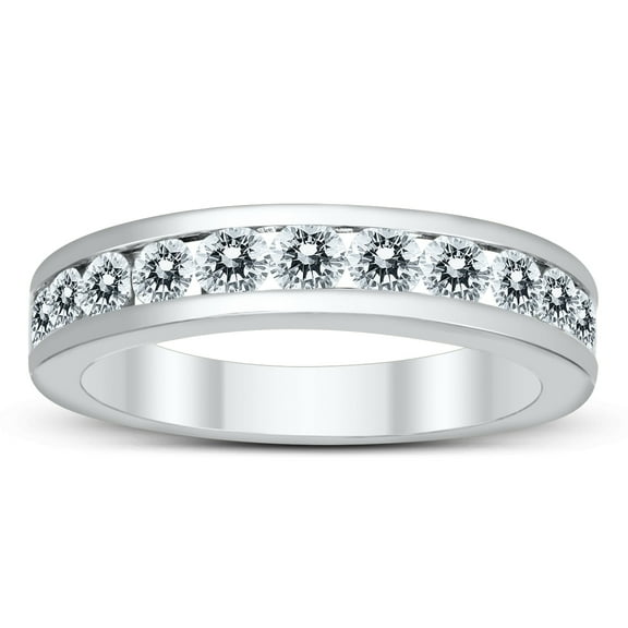 SZUL Women's 1 Carat TW Channel Set Diamond Band in 10K White Gold (J-K-L Color, I2-I3 Clarity)