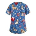 thumbnail image 4 of American Flag Shirt, 4Th Of July Scrub Tops Women Plus Size V Neck Short Sleeve Workwear With Pockets Red White And Royal Blue Top Usa Shirts For Scrubs Womens Shirt Tank (5XL, Light Blue) ZMTing, 4 of 4