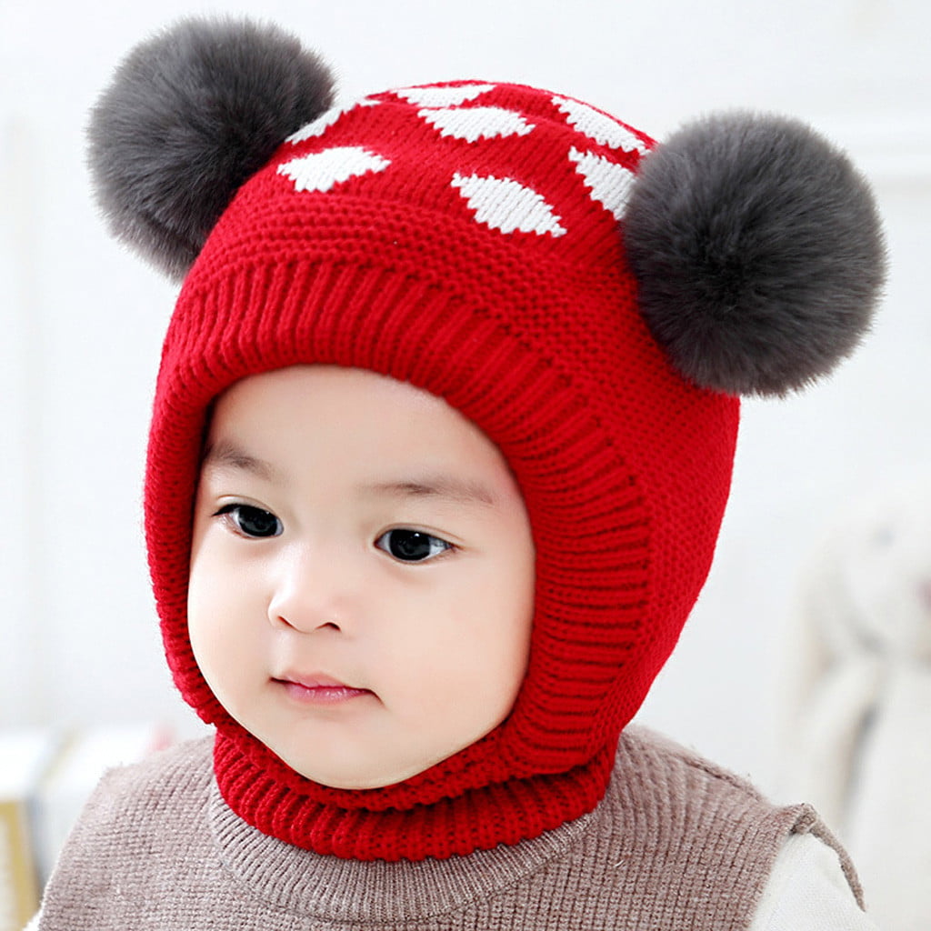 Details about   Kids Toddler Baby Knitted Beanie Hat Bib Hats Girl Boy Winter Warm Crochet Cap