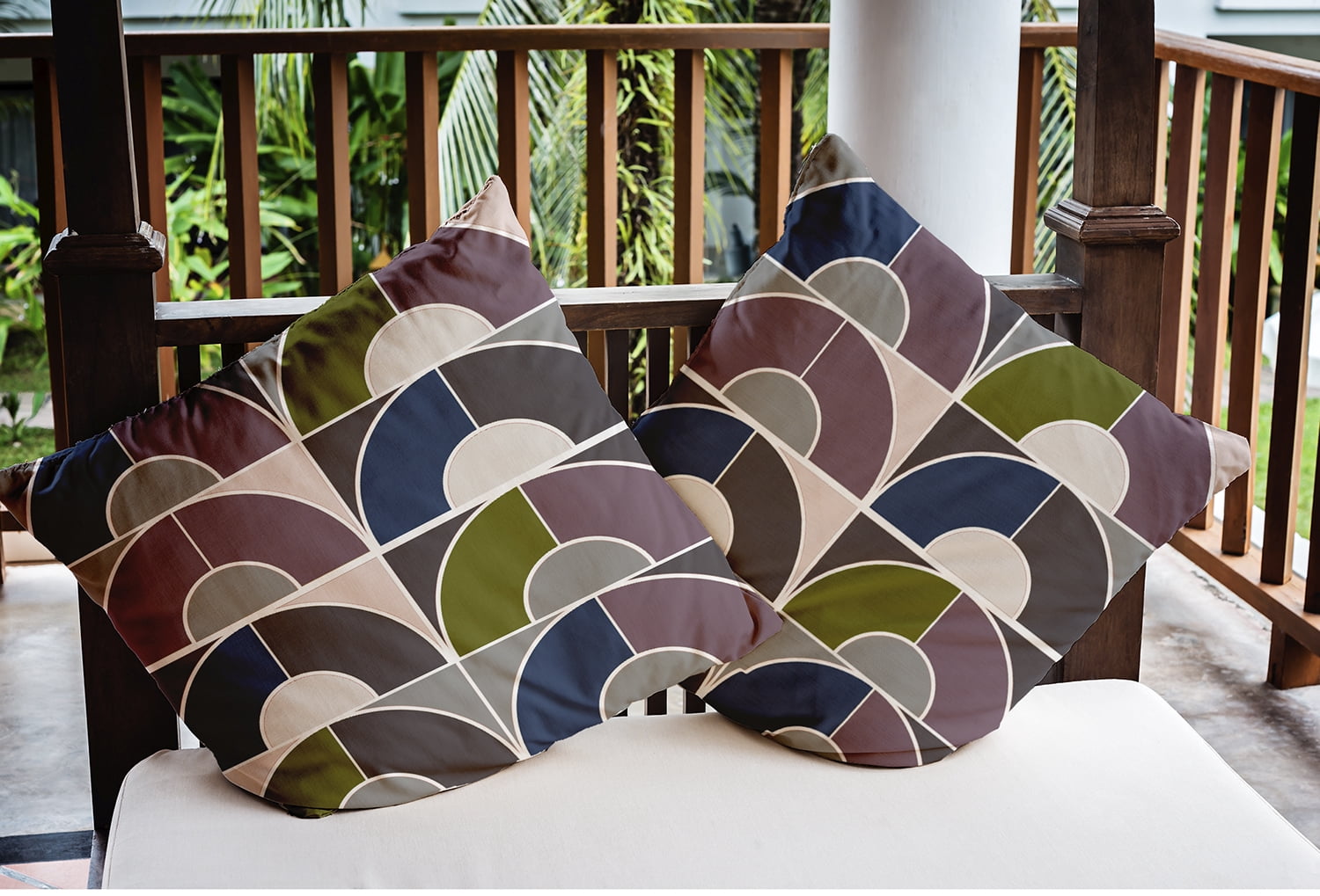 20" x 20" Simply Daisy Geom Arches Polyester Indoor/Outdoor Pillow, Stone Blue Qty 1
