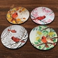 thumbnail image 2 of WIRESTER Drink Round Fabric Felt Neoprene Coasters Set of 4pcs, Red Cardinal Birds For Four Seasons, 2 of 4