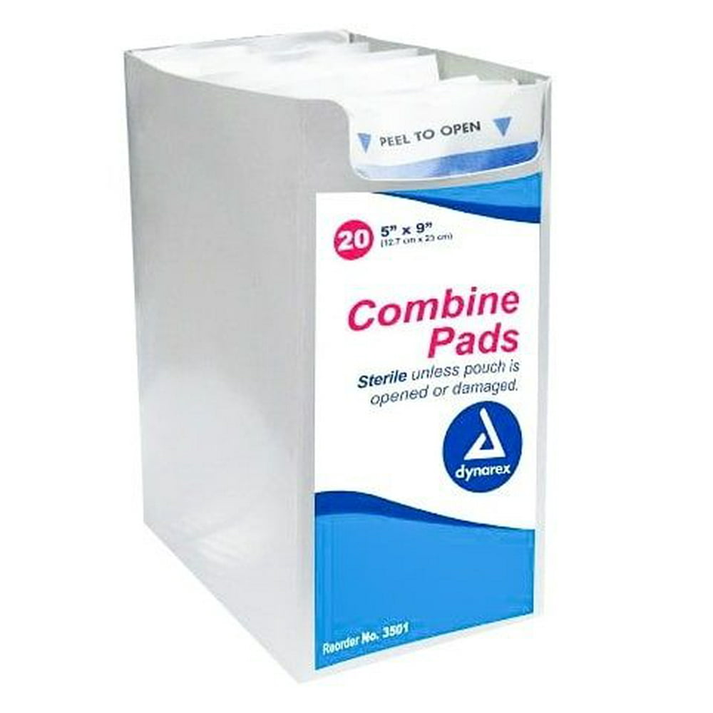 Dynarex Sterile Combine Pads 5 inches x 9 inches Extra Absorbent