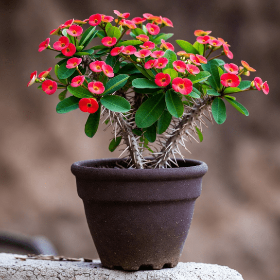 Crown of Thorns Plant, Red Crown of Thorns Plants Live, Red Euphorbia Milii Tree, Well Rooted, Ready for Planting in Zones 9 to 11