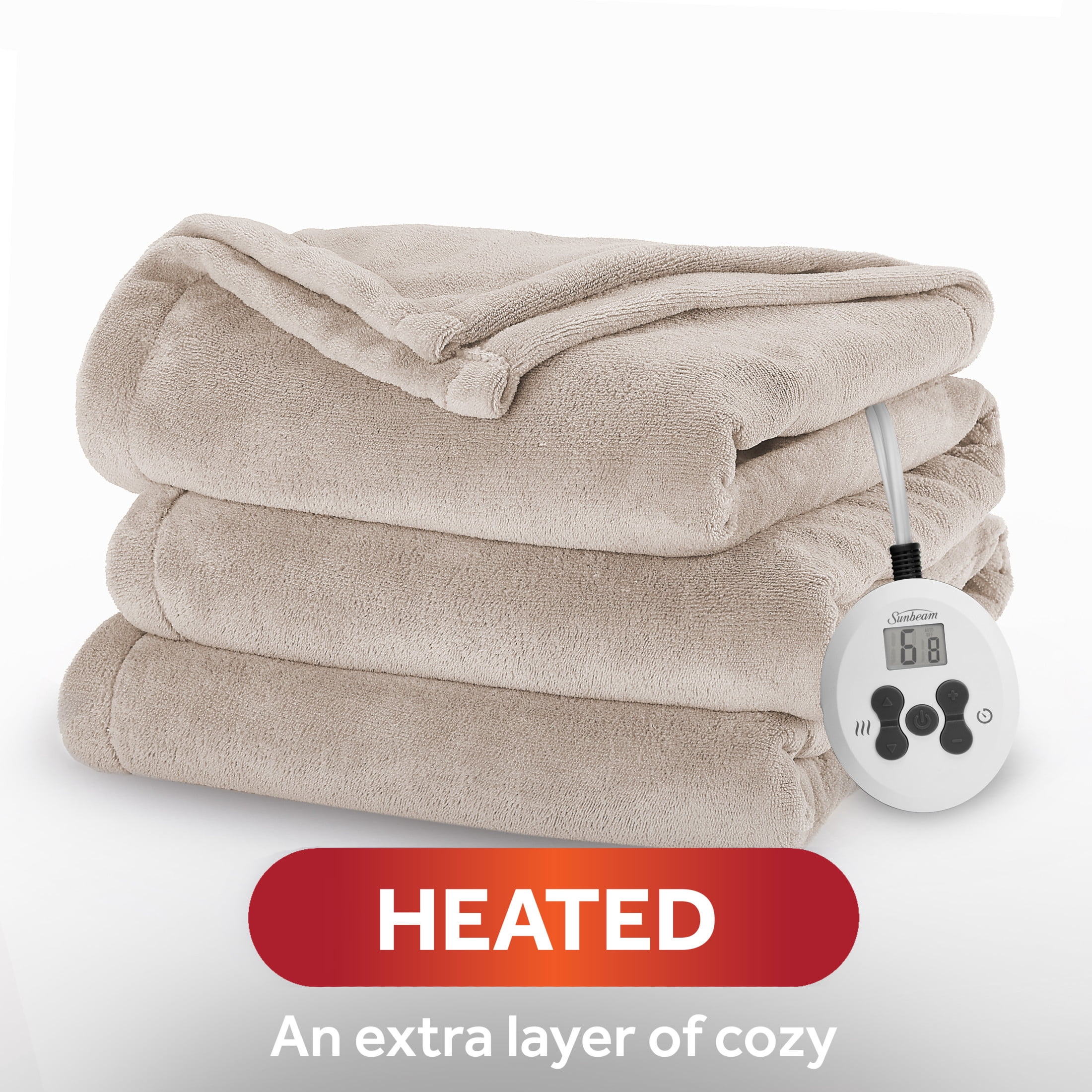 GREY Sunbeam Royal Ultra Fleece Heated Electric Blanket Full Size, 84